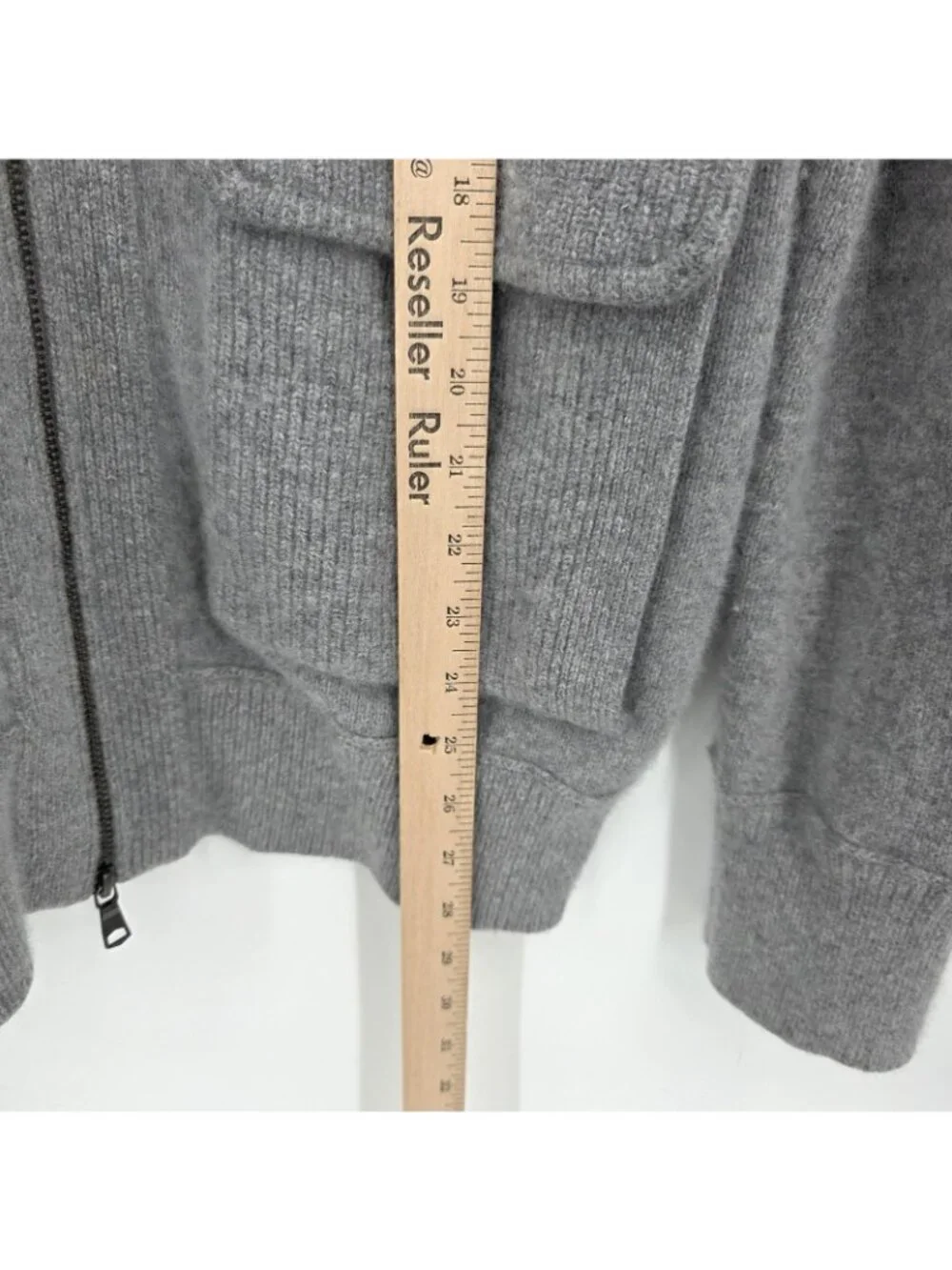 Banana Republic Sweater Mens L Gray Merino Wool Blend Full Zip Pockets Cardigan